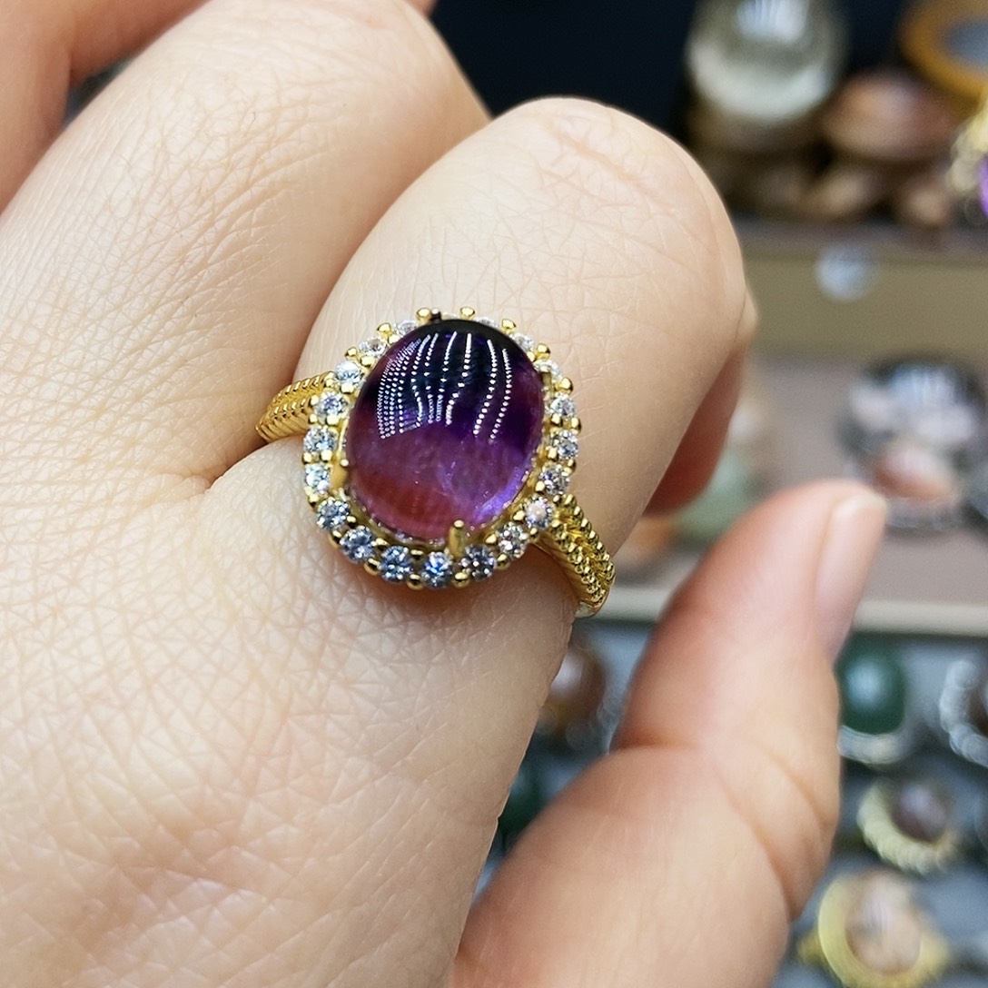 水晶戒指银S925镶嵌徐*豆