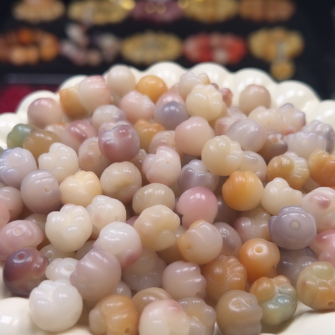 菩提根/象牙果手串卡12紫水晶熊爪100颗