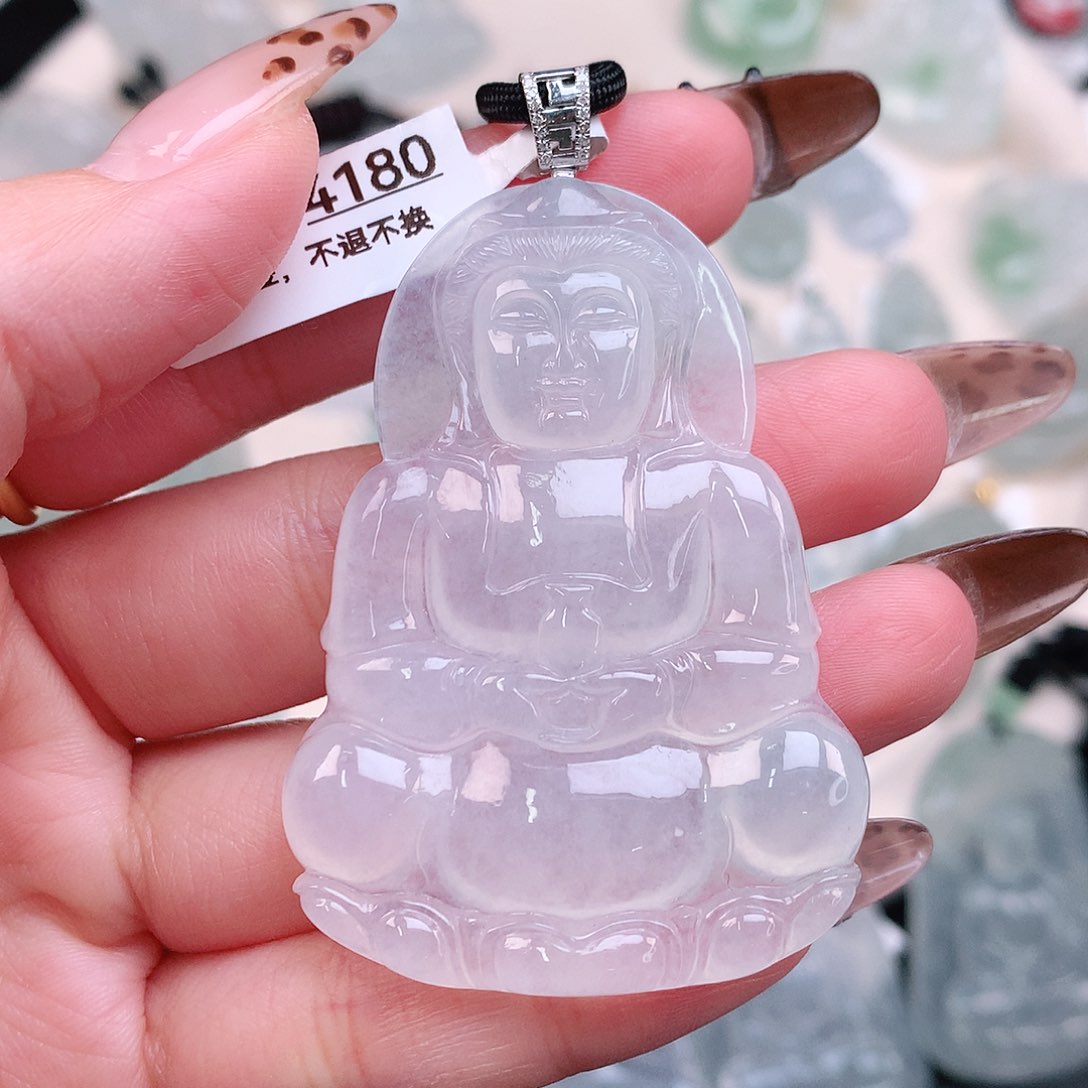 翡翠颈饰18K金镶嵌大观音63、54.6、39、6