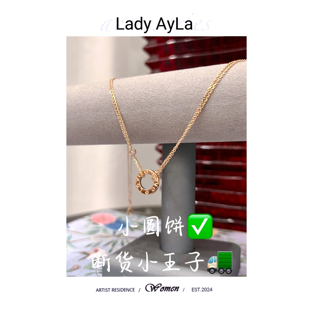 坠链均925银合成锆石 时尚百搭复古小众简约圆饼双链卡项链AL263