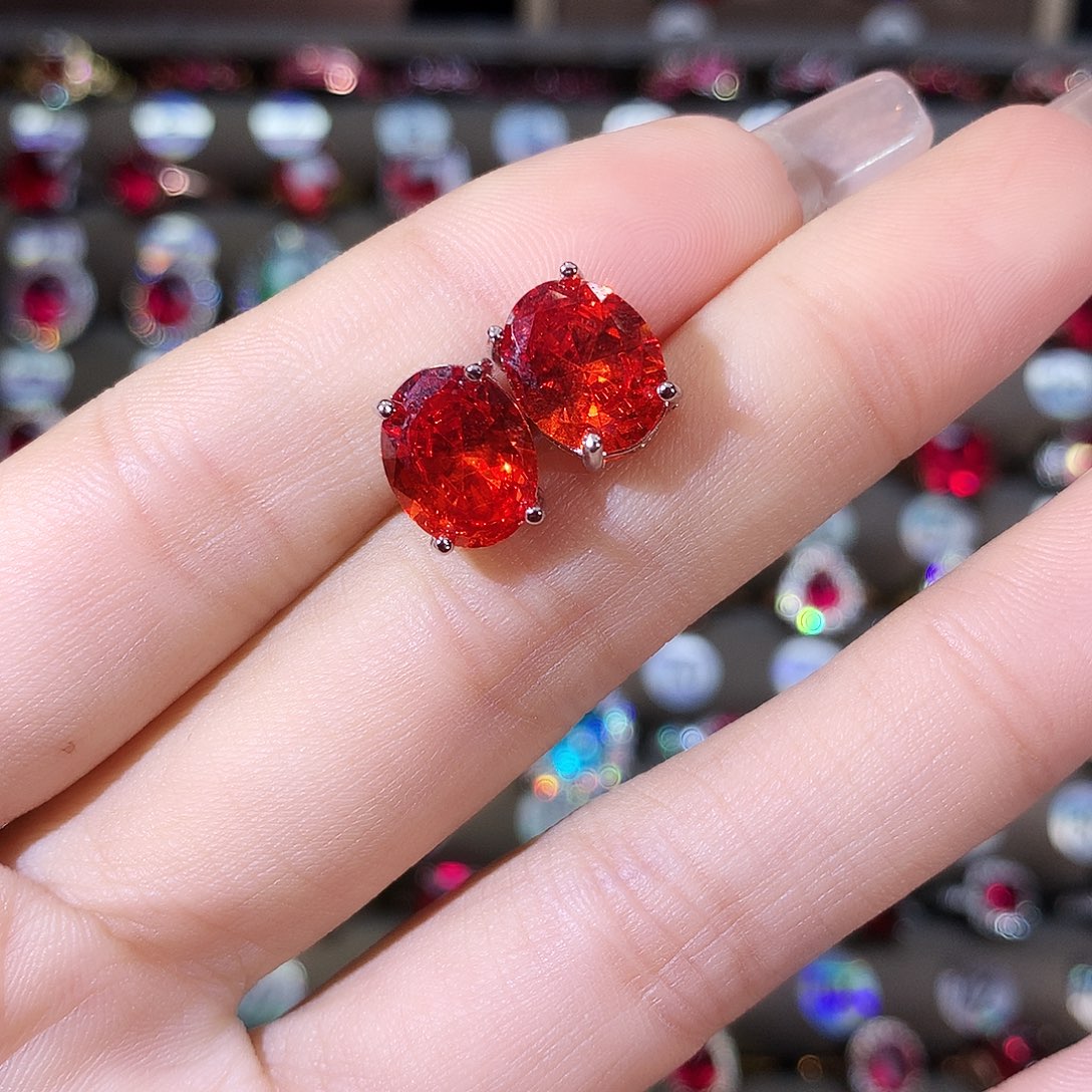 银S925镶嵌耳饰碧玺猫眼白810