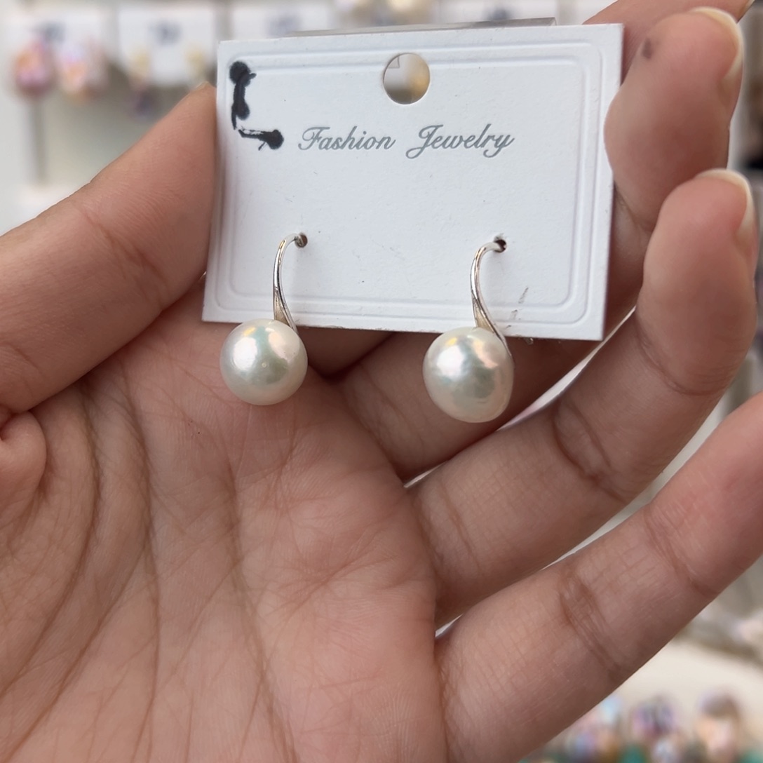 淡水珍珠耳饰银S925镶嵌