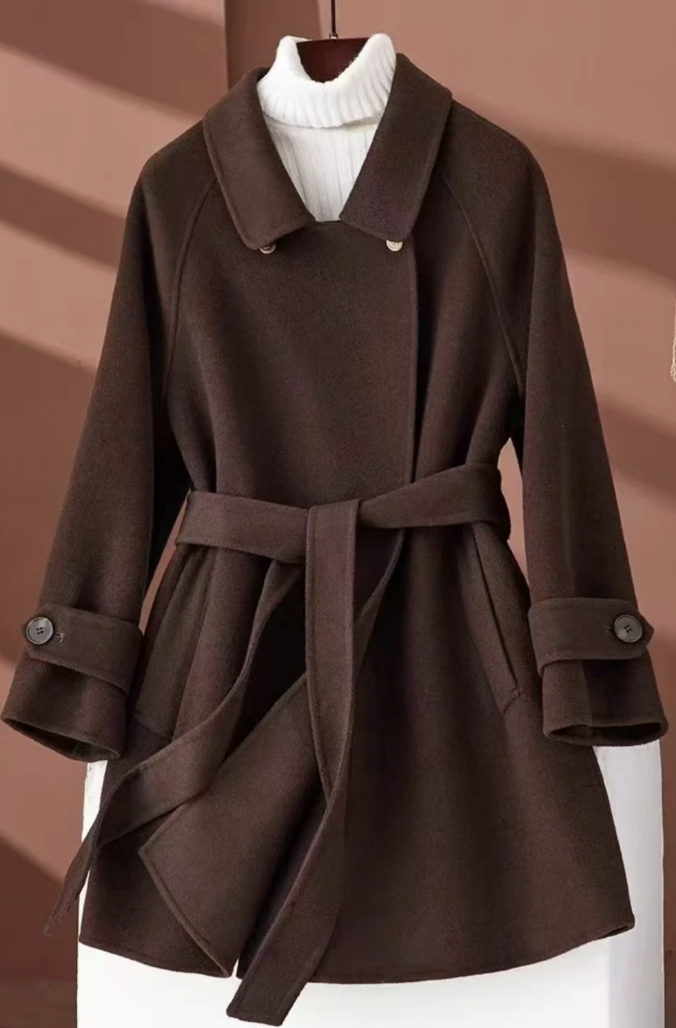 【洋洋专属】高级感大衣2025新款系带气质中长宽松修身羊毛外套