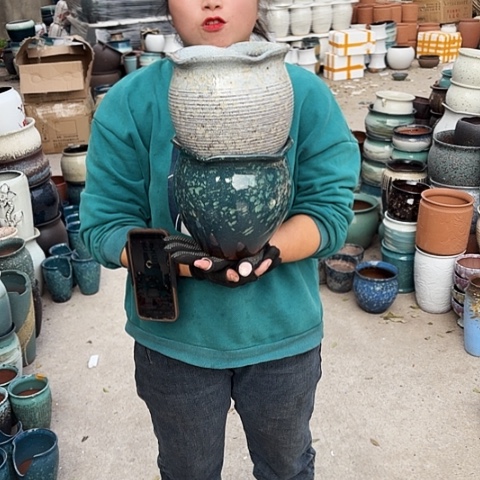 口19高19瑕疵底裂盆子 