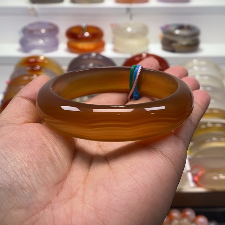 玛瑙/玉髓未镶嵌手镯圈口61渐变俏色纹雾