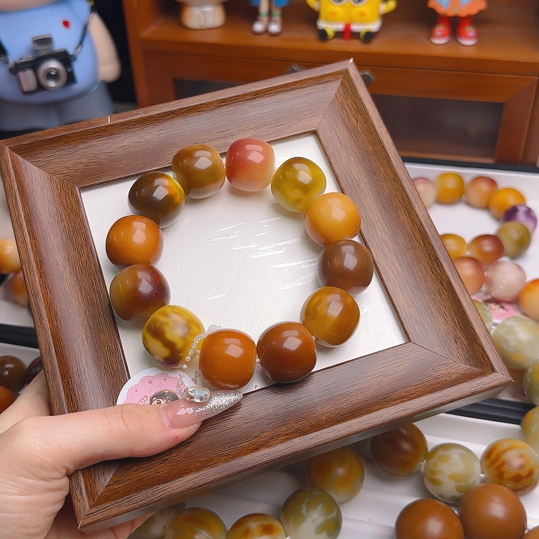 手串菩提根/象牙果卡22干磨桶珠微微瑕