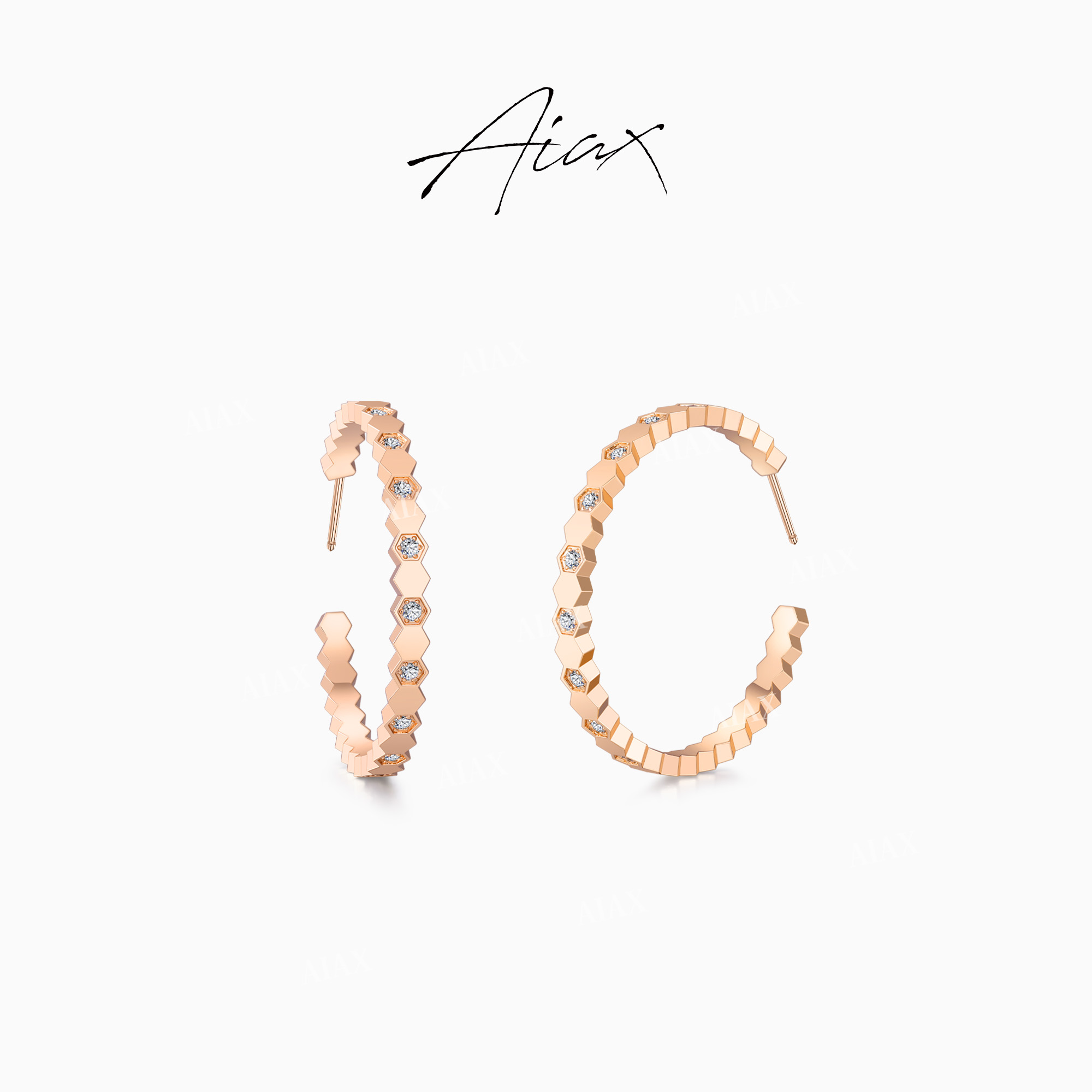 AIAX 镀K金 轻奢气质时尚百搭设计师蜂巢耳环TSL1800