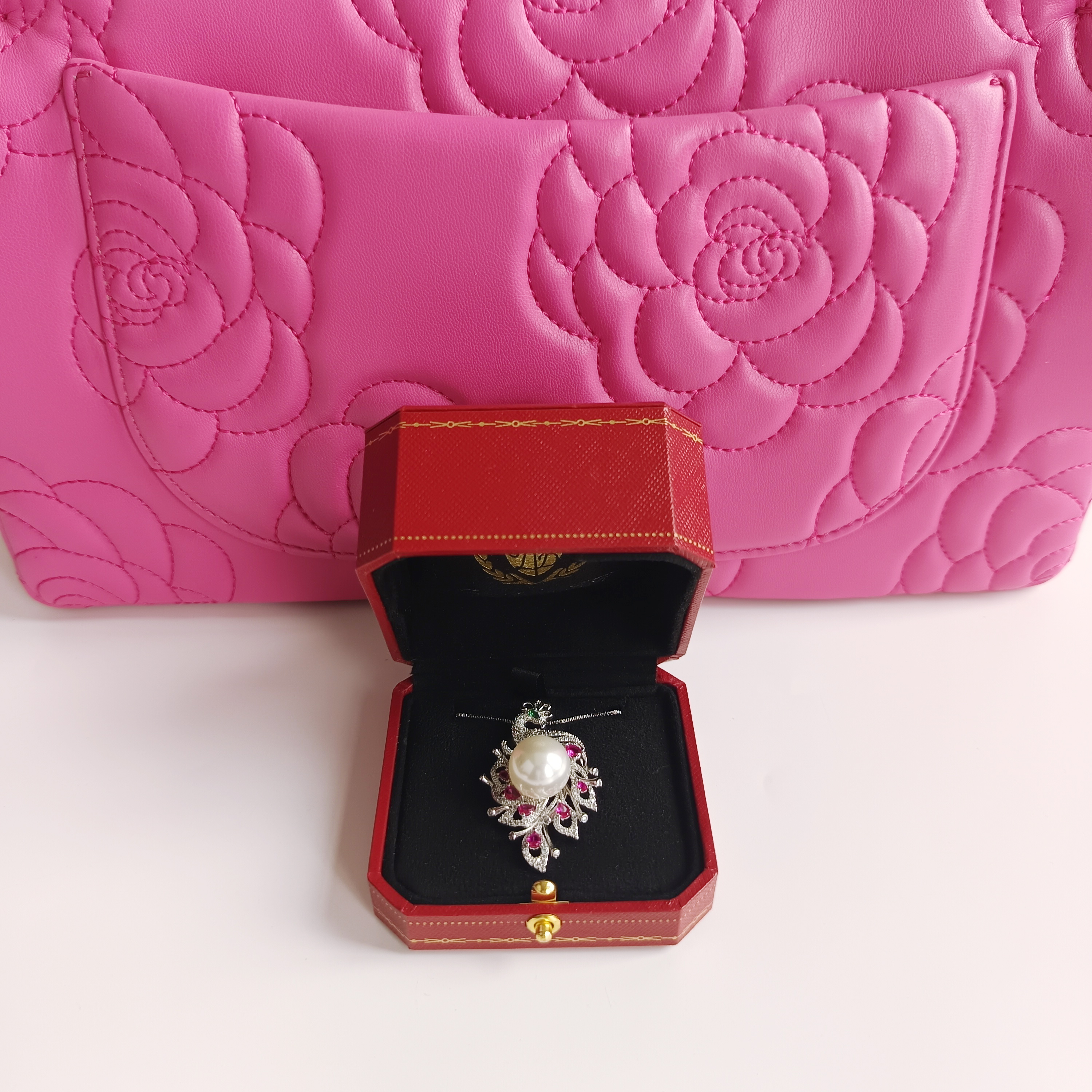 2900项链-粉色红时尚优雅设计红首饰送礼盒