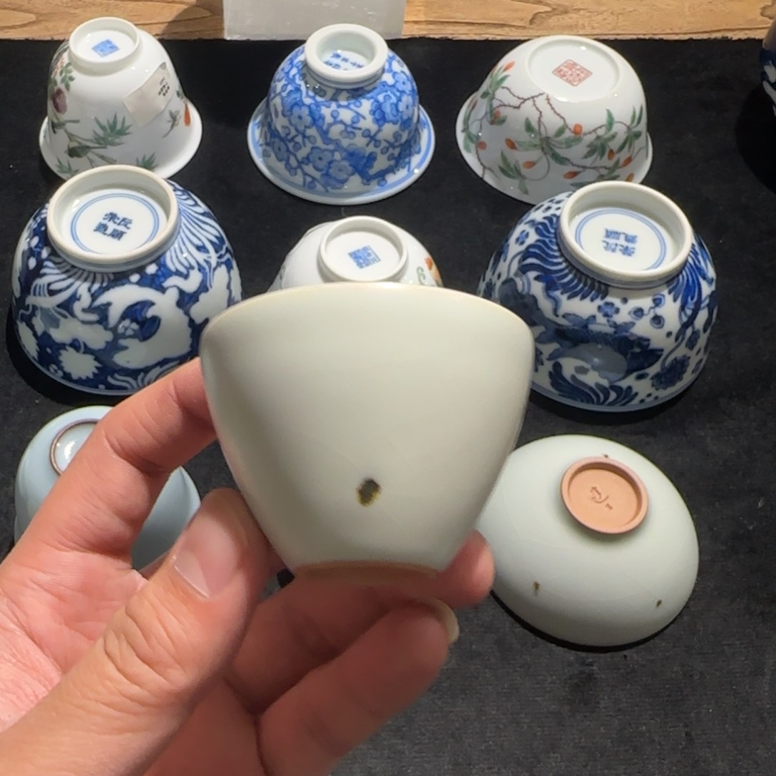 杯台湾章格铭铁斑汝窑闻香杯