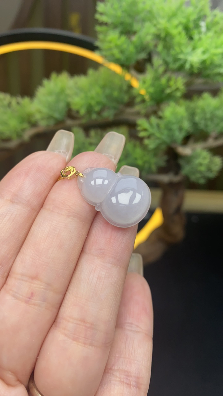天然翡翠18k镶嵌葫芦845