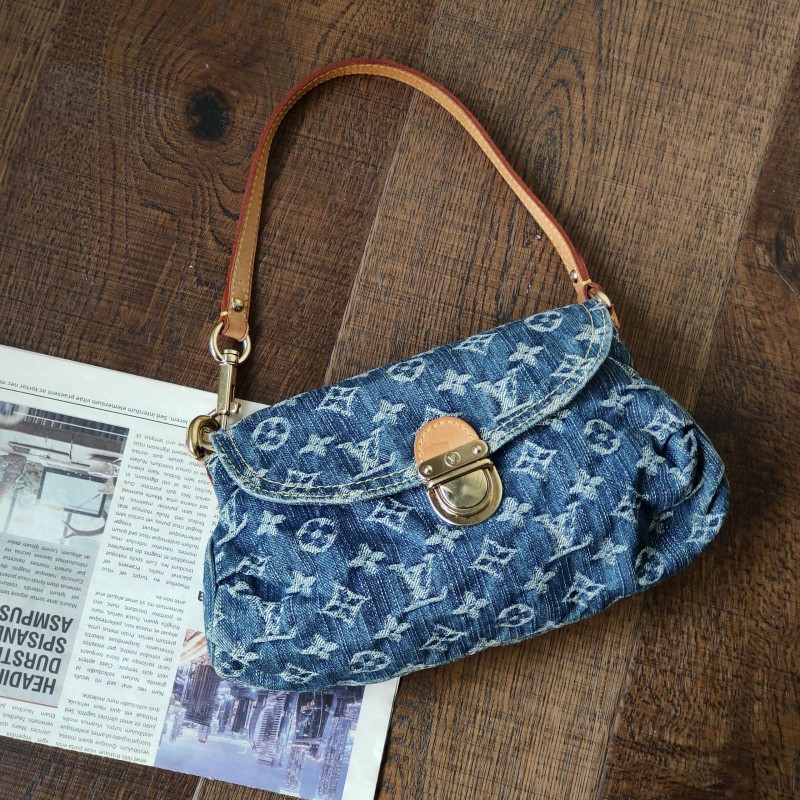 95新 LouisVuitton/路易威登 【24期免息】蓝色牛仔元宝腋下包52958