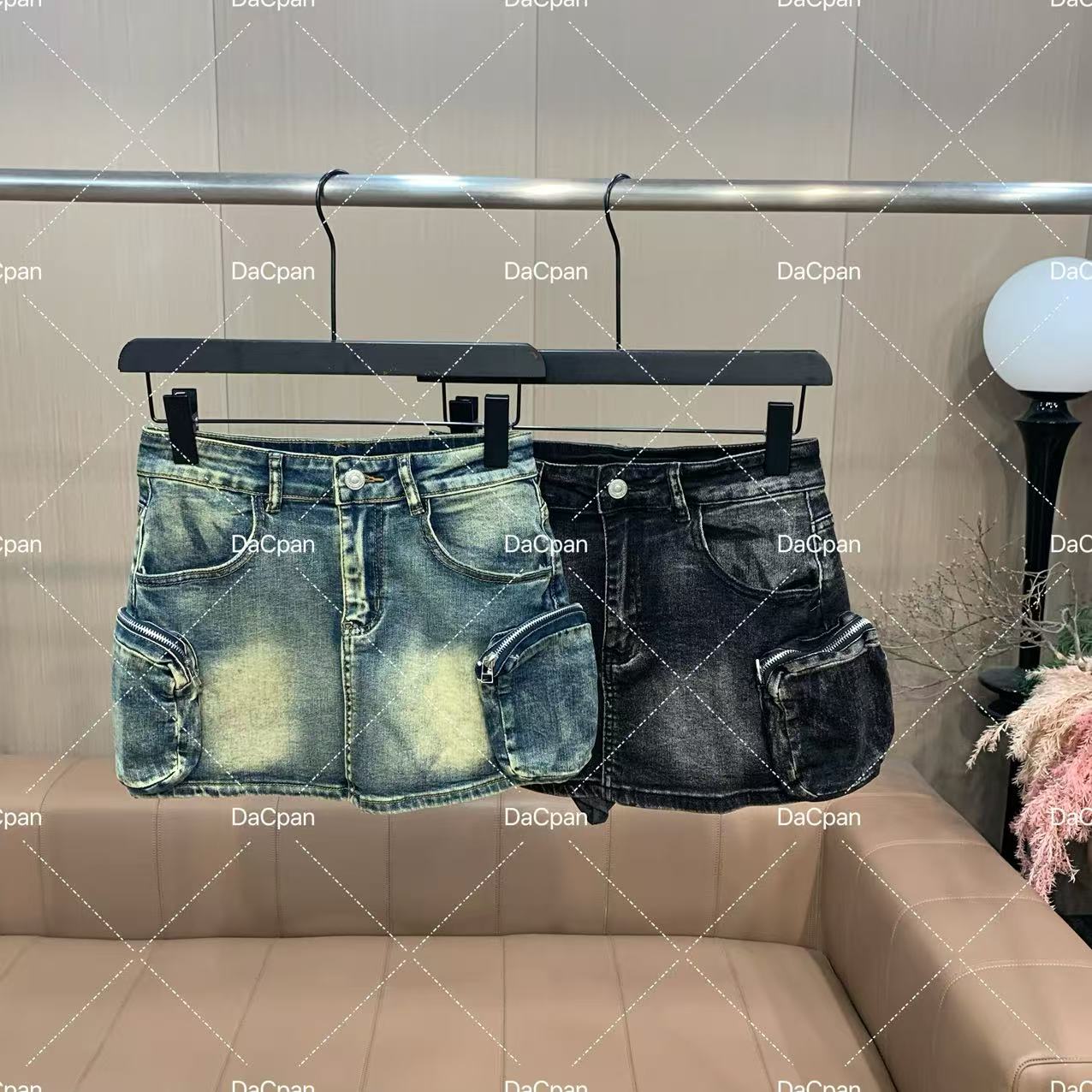 DACPAN-“实穿解构”洗水双口袋牛仔短裙 有安全裤2025/盼·PP 9021