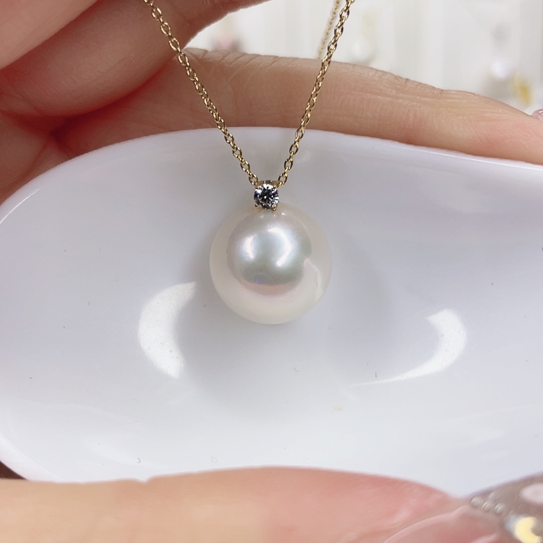 淡水珍珠吊坠(赠链)18K金镶嵌