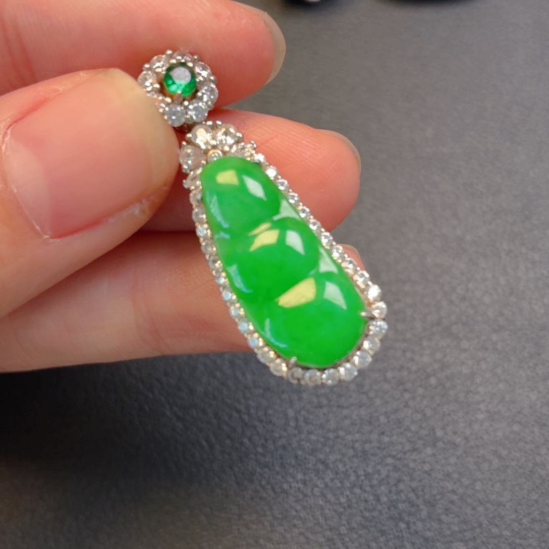 翡翠银S925镶嵌吊坠(不含链)