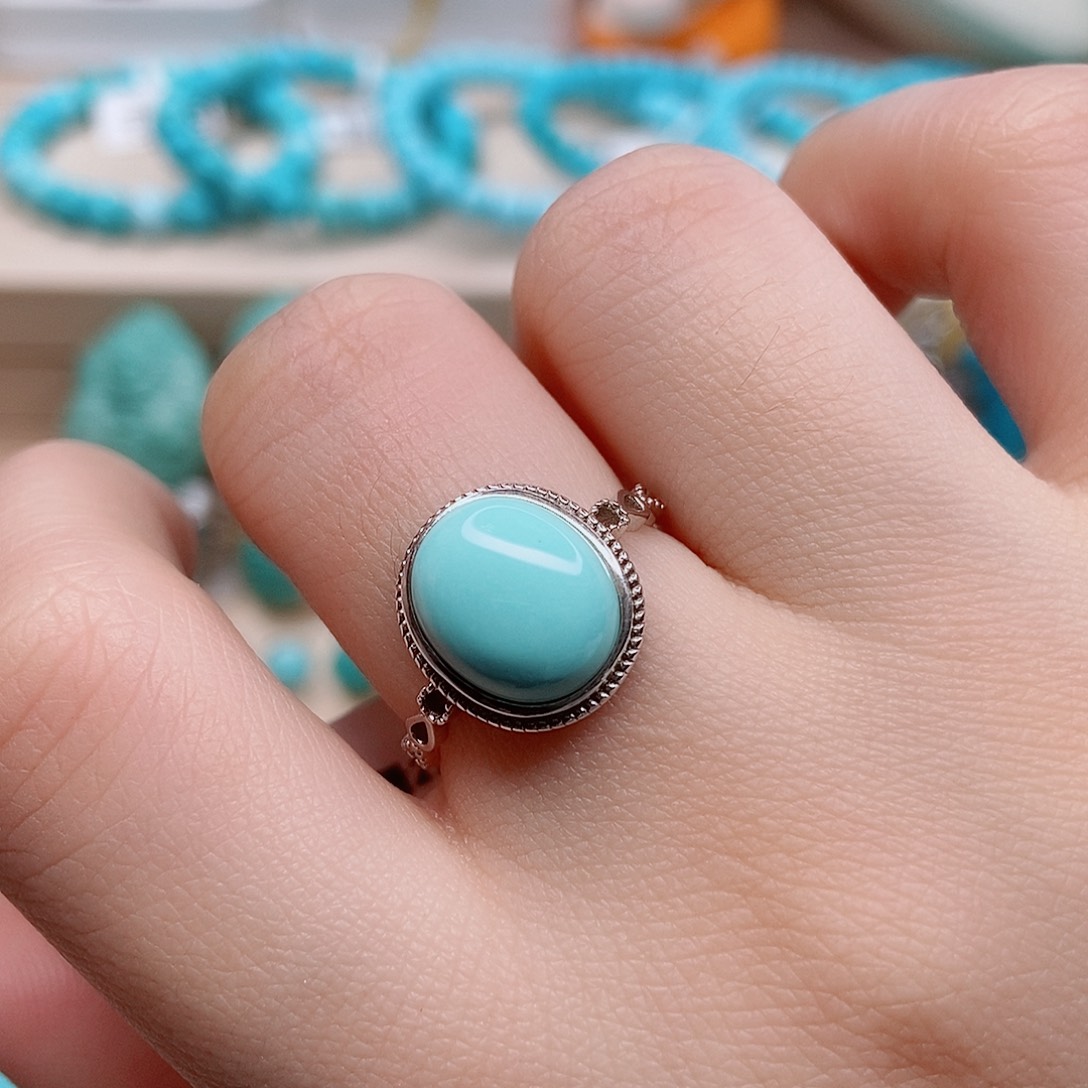 绿松石戒指银S925镶嵌