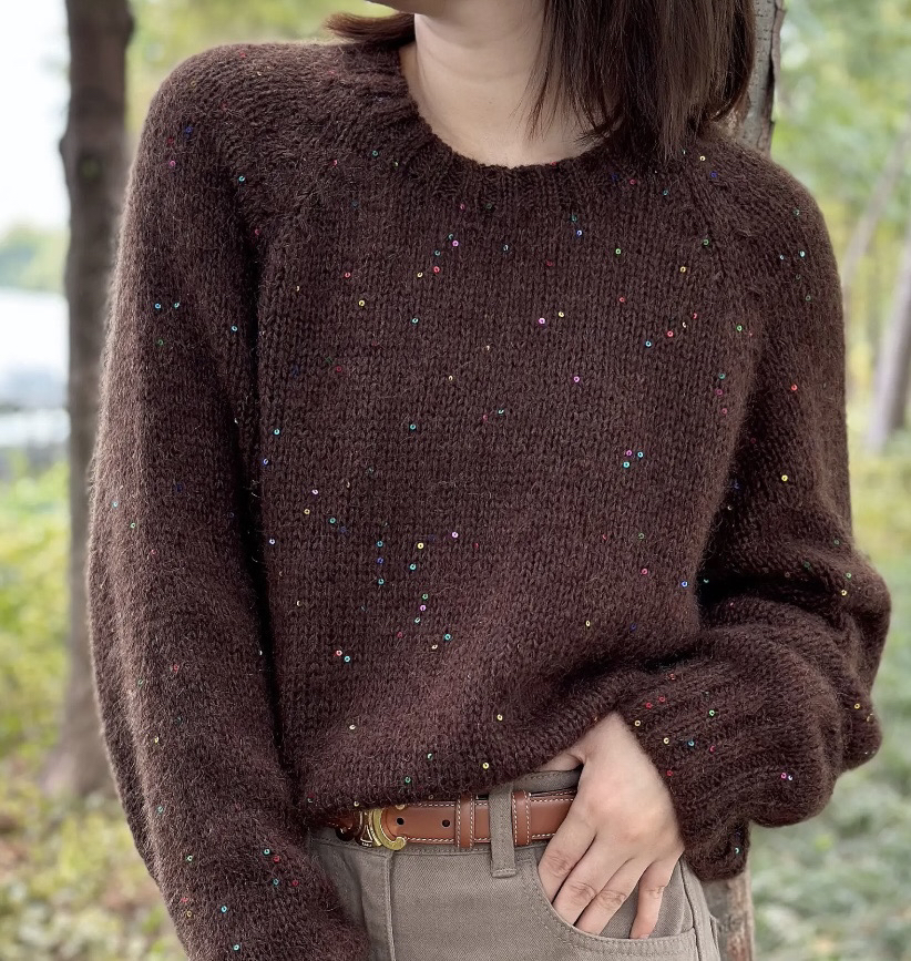 手工编织七彩亮片羊毛马海毛手编毛线团毛衣针织女