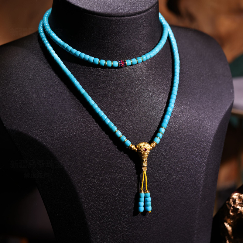 【新疆马爷珠宝】绿松卡4.5项链