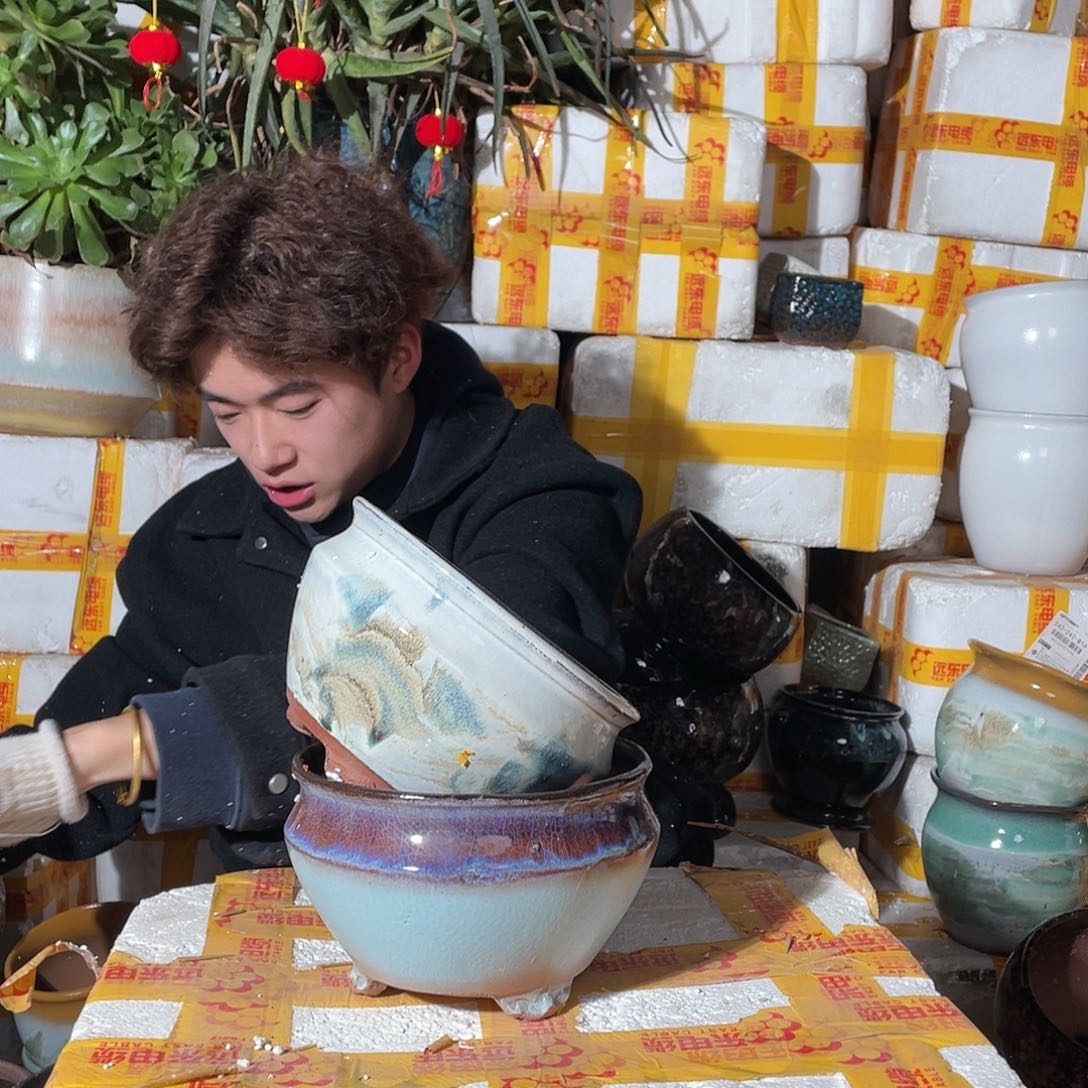 无铅玻璃宜兴紫砂花盆