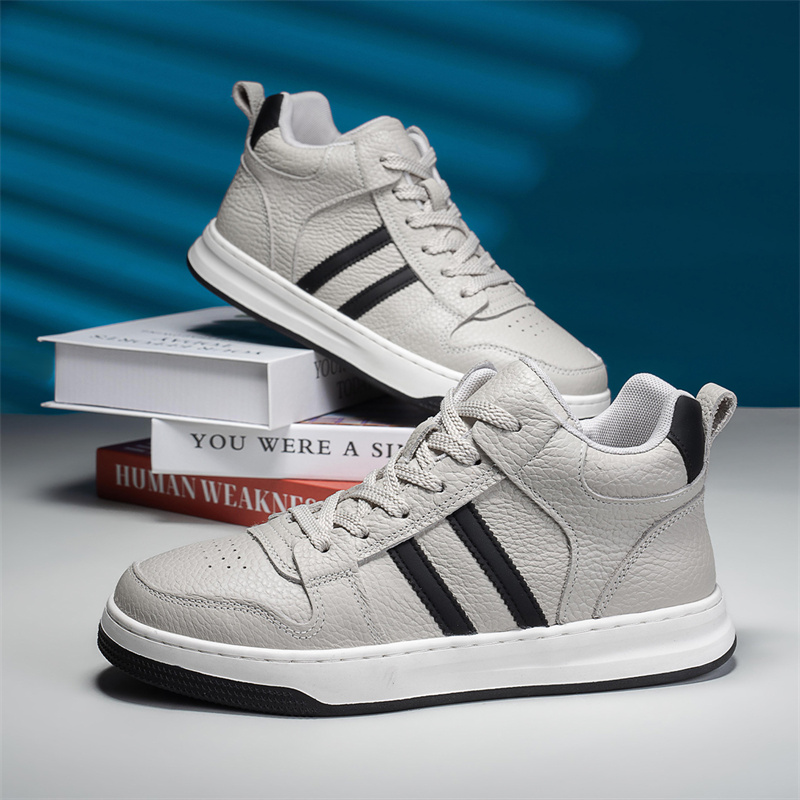 【头层牛皮】2025秋冬季新款高帮鞋爆款真皮加绒百搭男士上班潮鞋子