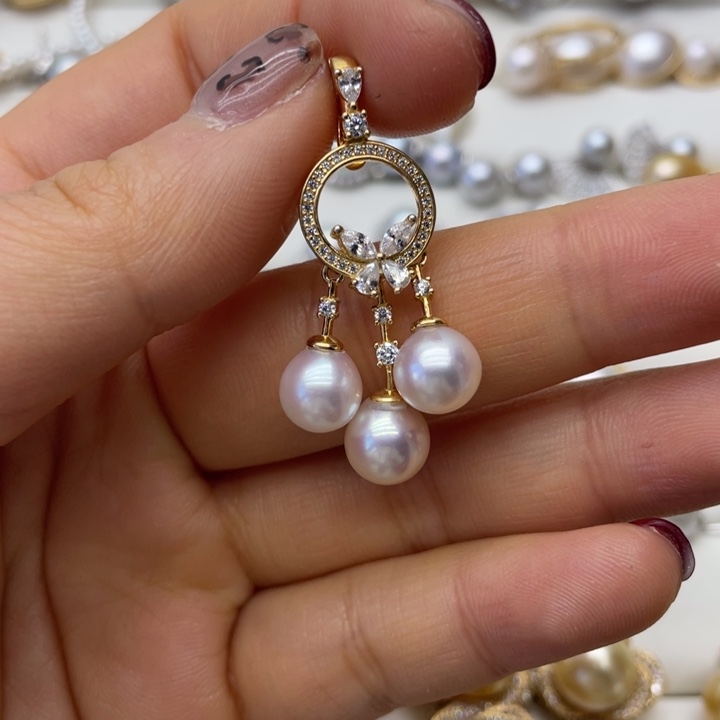 海水珍珠吊坠(不含链)银S925镶嵌