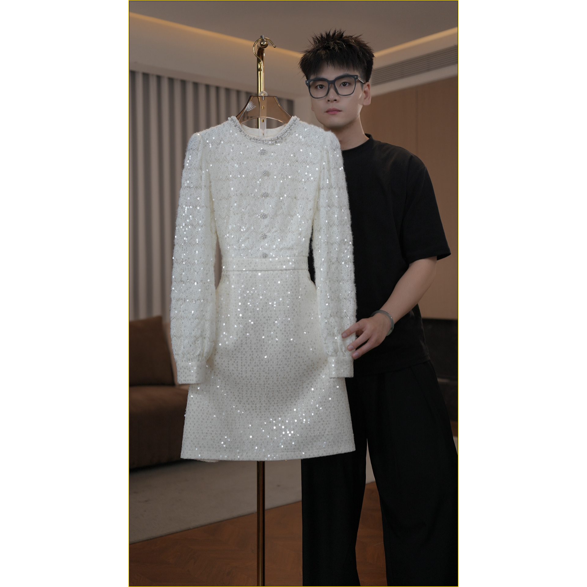  【蒂妮佳】3118春秋款上新气质显瘦高定连衣裙