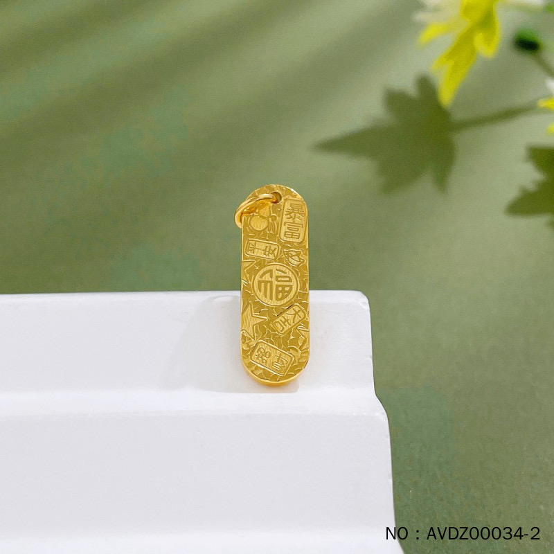 足金5G工艺 碎碎金大吉牌吊坠 【825】