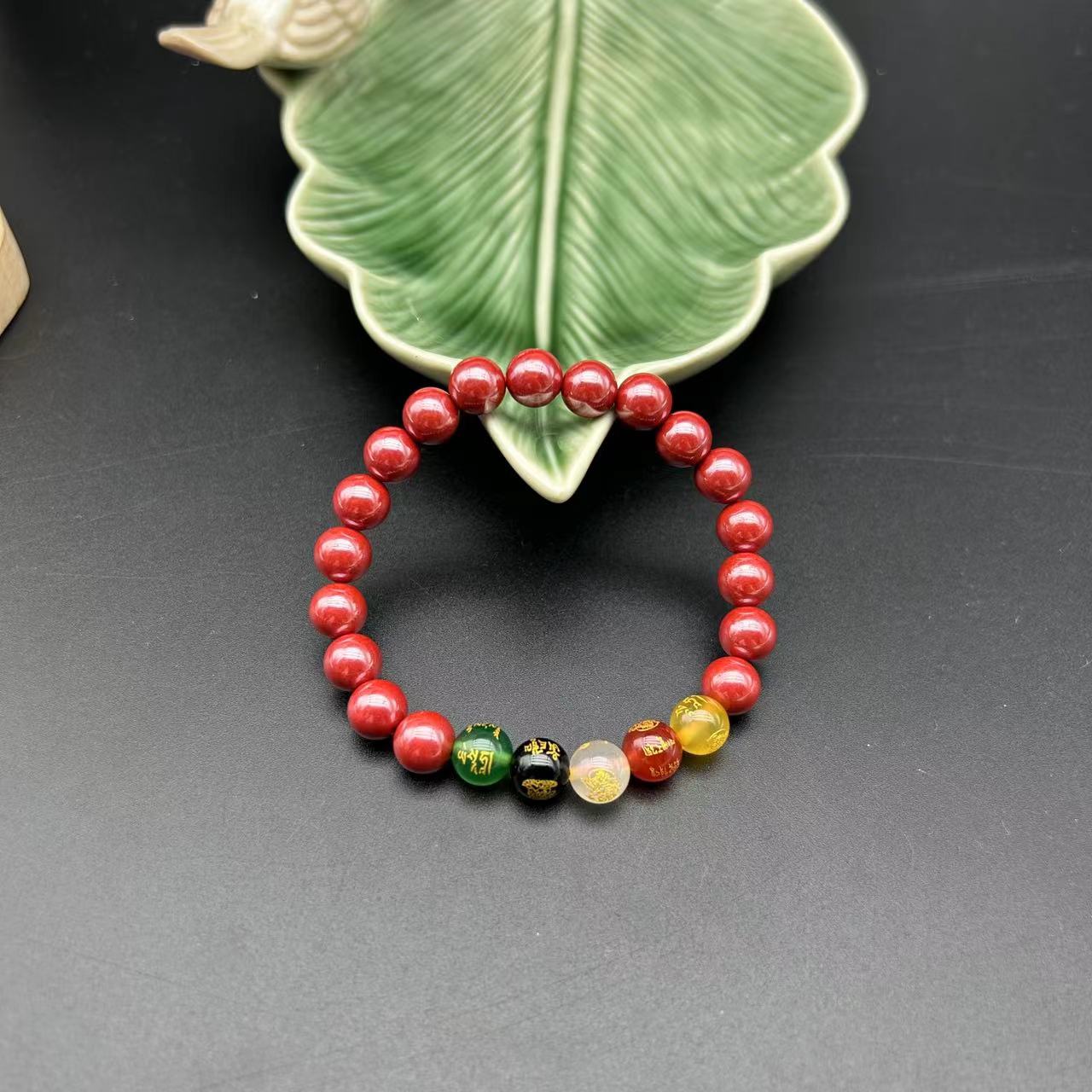 含辰砂工艺品DW024-帝王五路财神单圈手串8mm