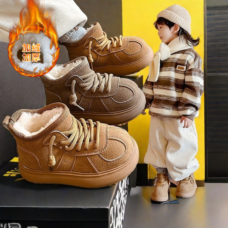 儿童雪地靴2025冬季加绒保暖鞋女童棉靴男小童靴子短靴宝宝大棉靴