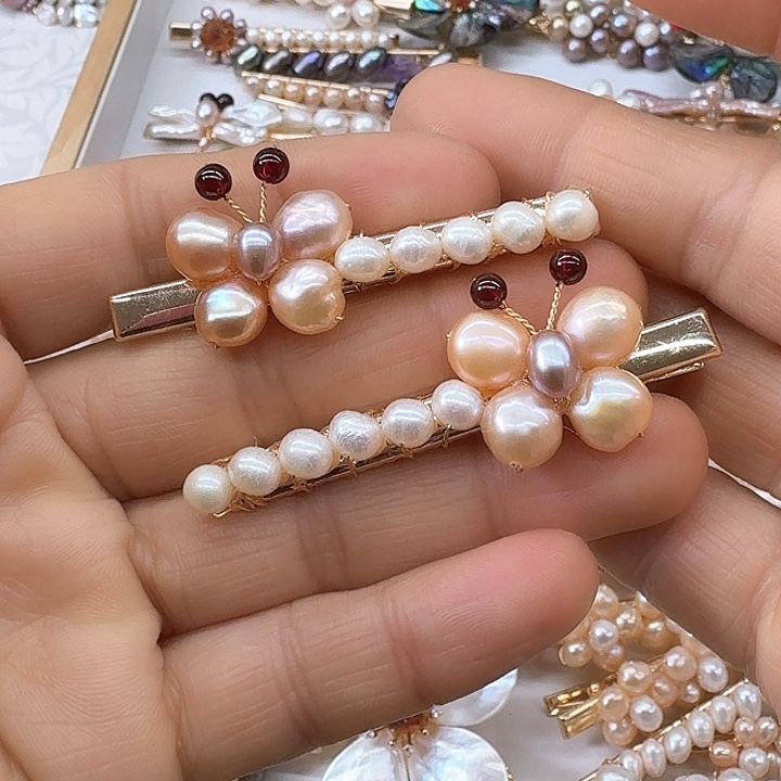 淡水珍珠发饰银S925镶嵌