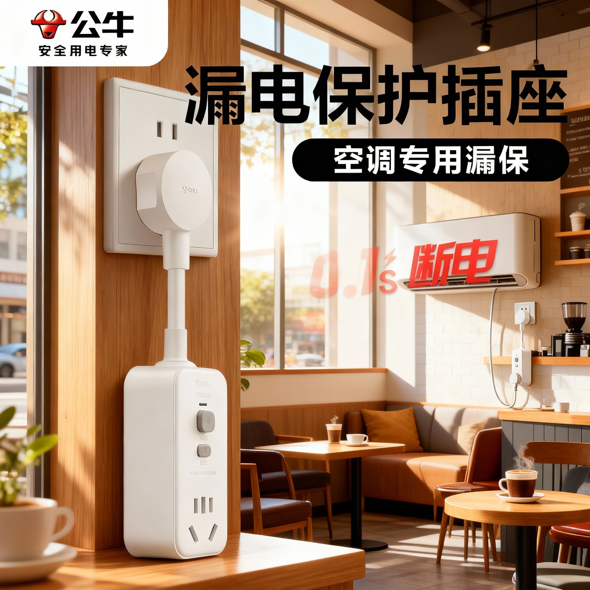 公牛空调大功率漏电保护器插头16A热水器接线防漏电自动断电插头商品图