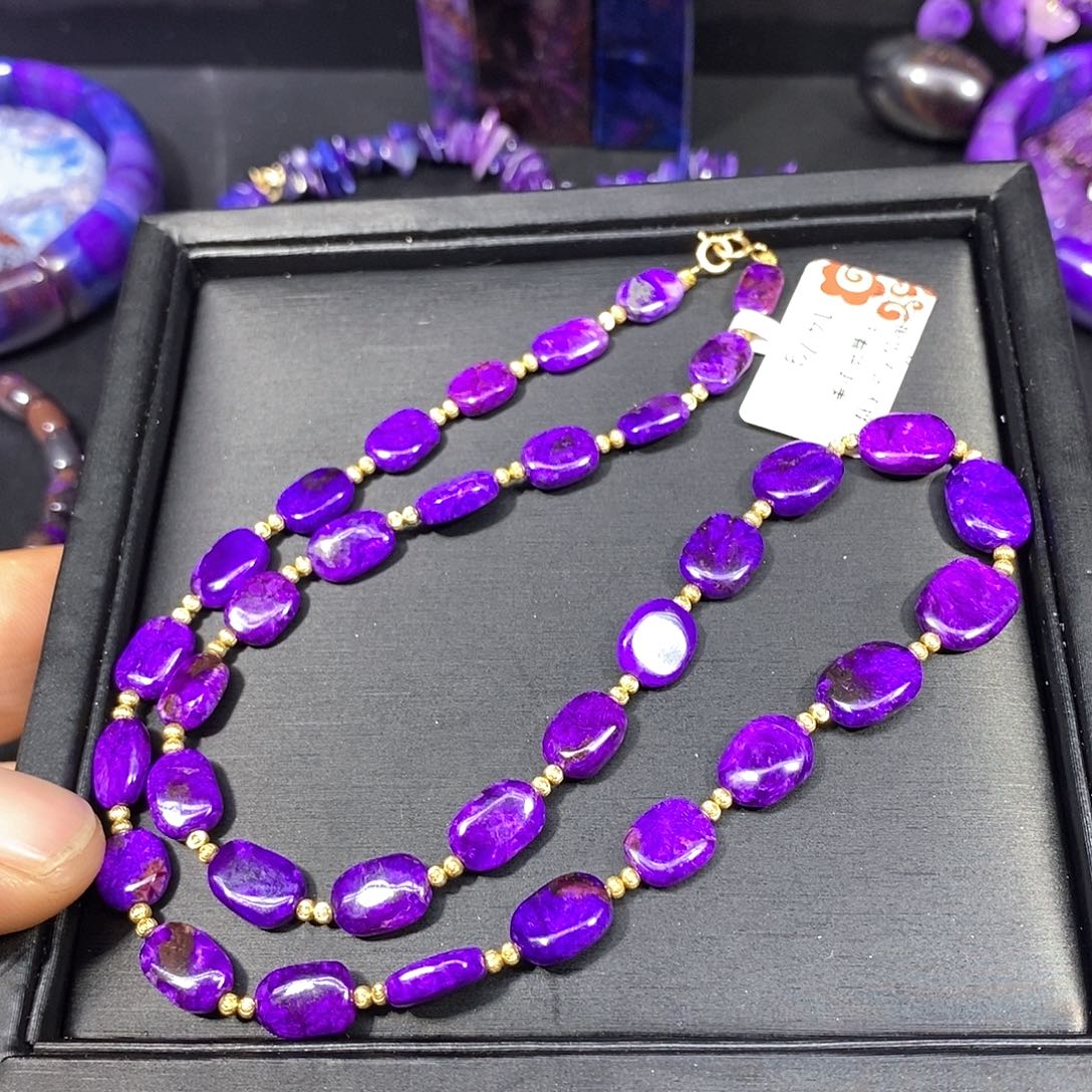 苏纪石（舒俱来）未镶嵌南非舒俱来丝绒凝胶紫随行项链