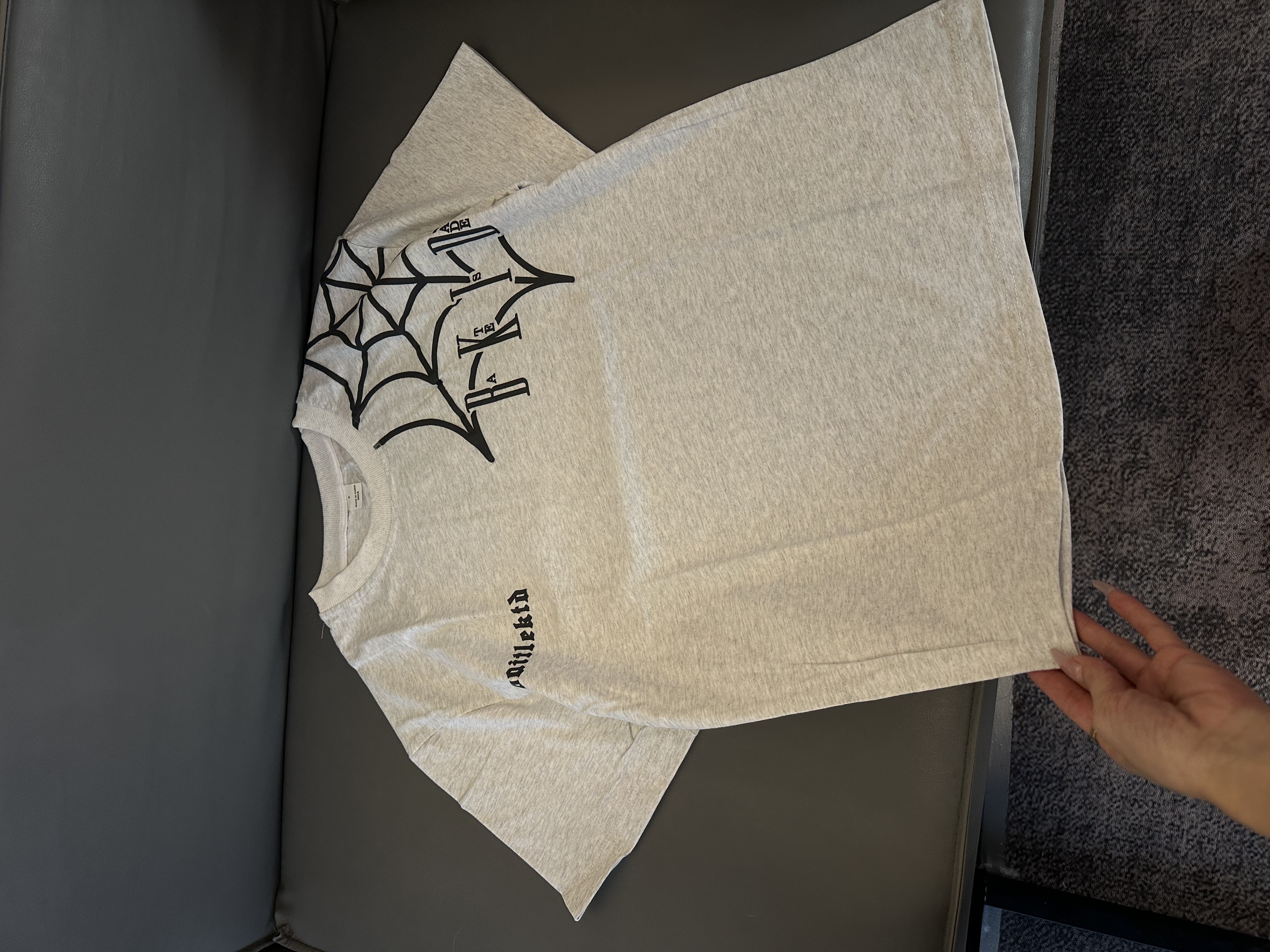 Z144 夏季中性风重磅蜘蛛高街短袖黑色T恤复古宽松设计感