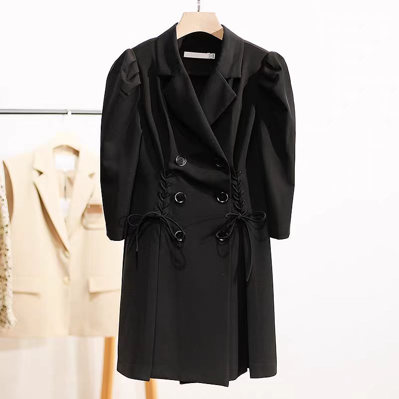 泡泡袖中腰见外包装斜肩款连衣裙时尚秋季轻奢女士