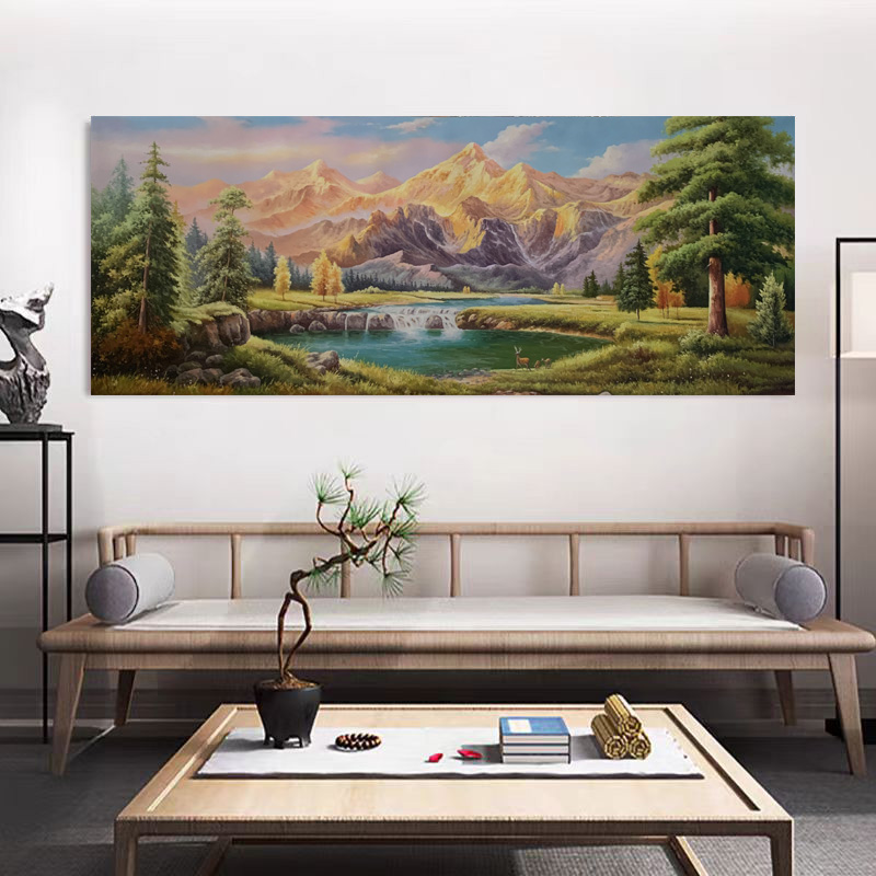 定金《山间灵韵》70*180含内框刘春建手绘油画装饰画客厅背景墙挂画