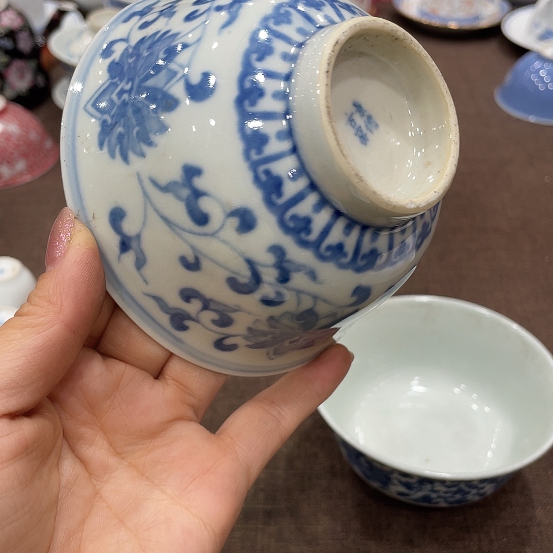 瓷片景德镇青花马奶酒碗