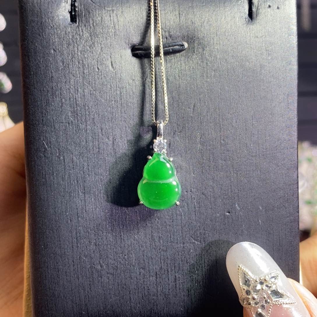翡翠银S925镶嵌颈饰葫芦项链