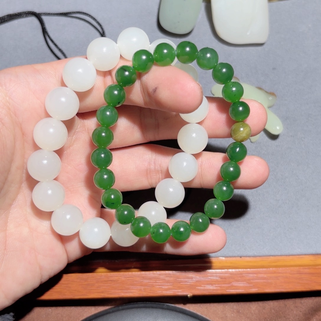 和田玉手链未镶嵌立*