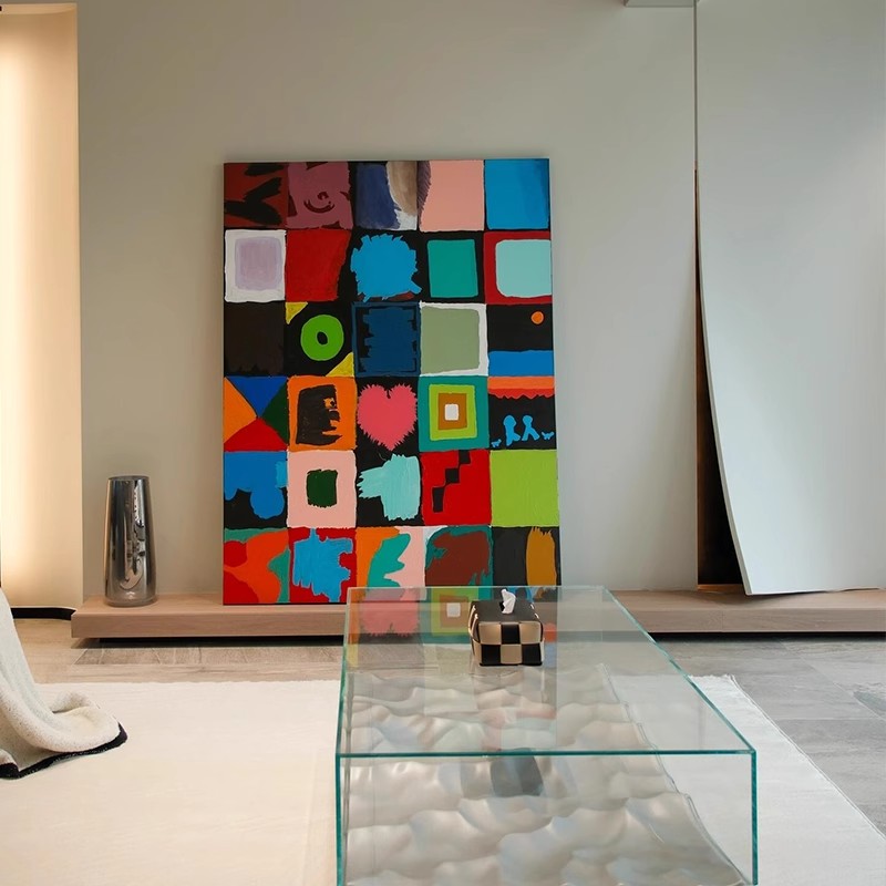 多巴胺现代装饰画抽象几何艺术客厅沙发背景墙落地画卧室餐厅挂画