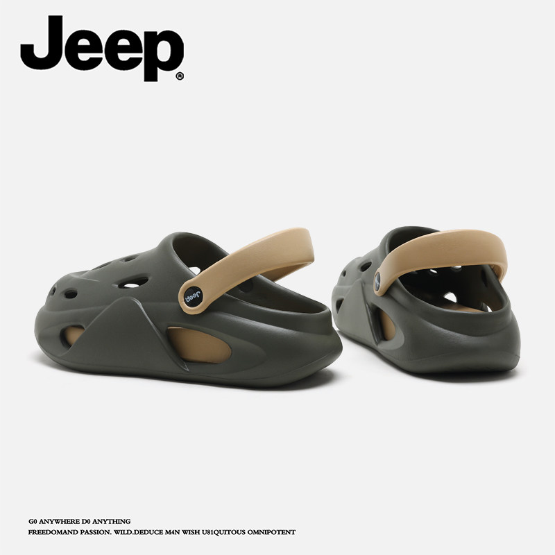 JEEP/吉普洞洞包头拖鞋夏季外穿男款厚底踩屎感运动沙滩透气凉鞋