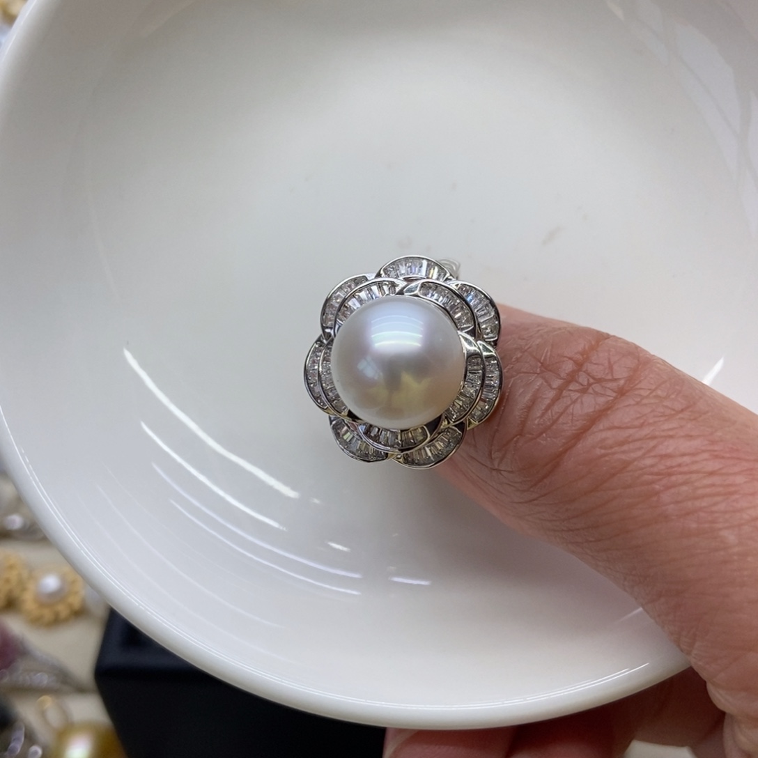 海水珍珠戒指银S925镶嵌