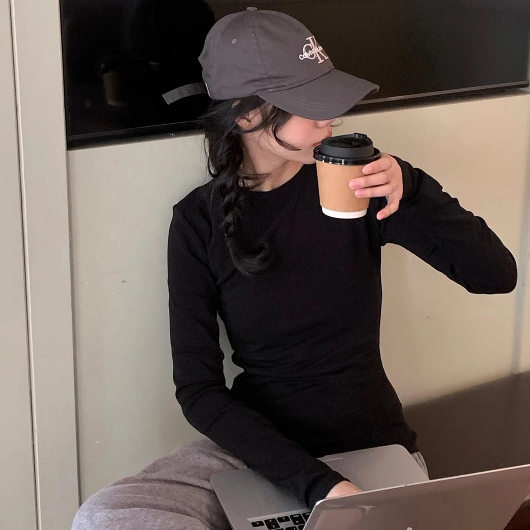 「自带小腰线」修身显瘦正肩小衫长袖t恤~女春秋冬新款内搭外穿打底