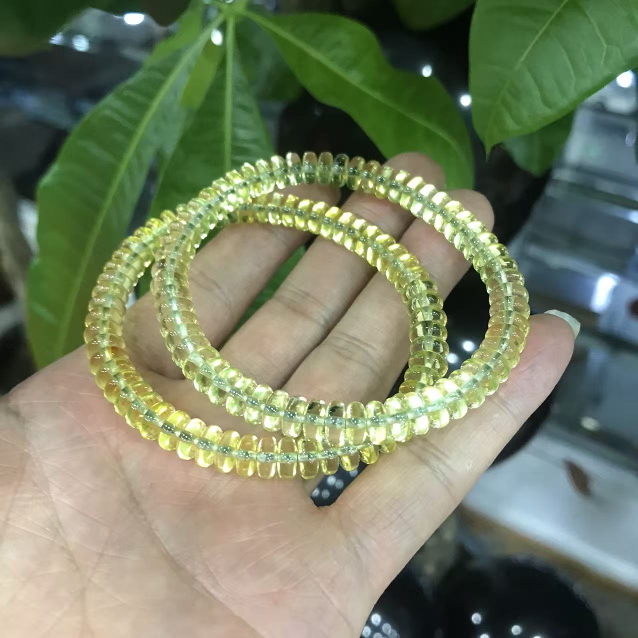 天然缅甸琥珀柳青隔片直切手串（多样性发货）