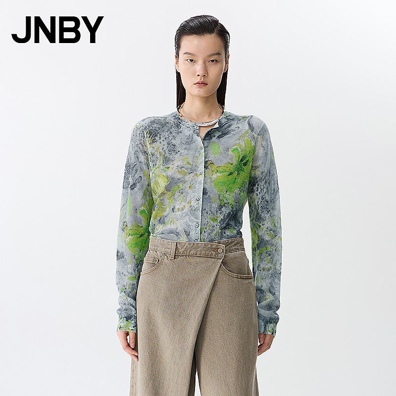 【商场同款新品】JNBY/江南布衣25春毛针织开衫花卉图案5P3312930