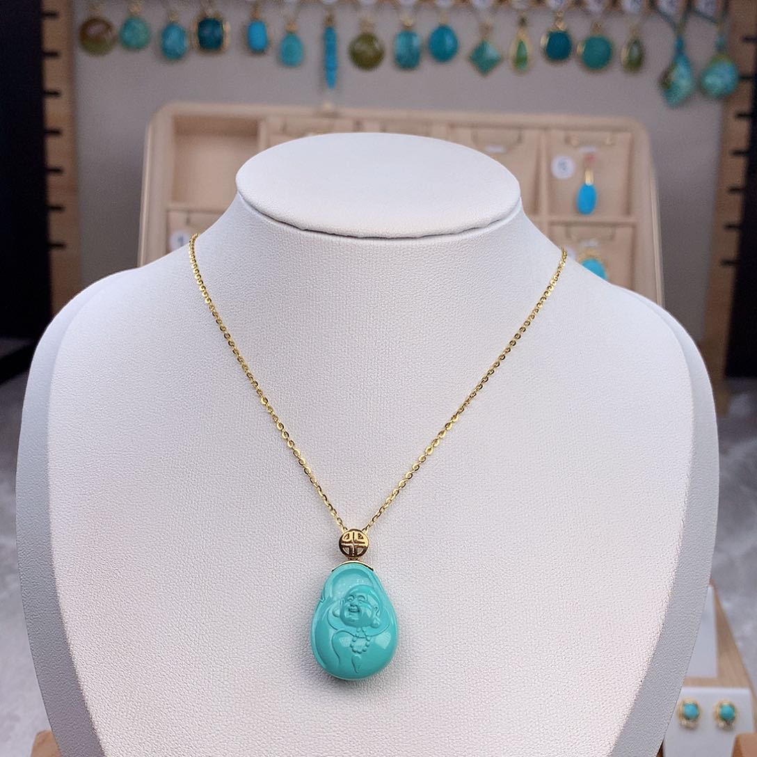 绿松石颈饰18K金镶嵌