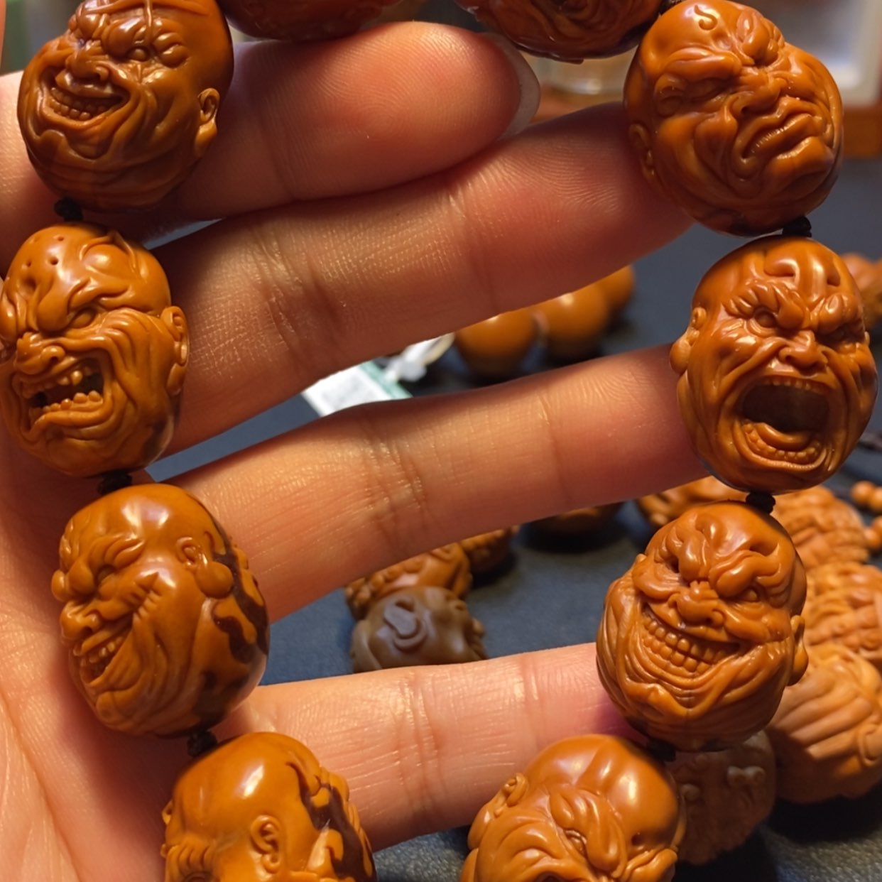 【闪购商品】橄榄核手串/手链苏工名家顶级油核山鬼本工纹身恶僧2.1