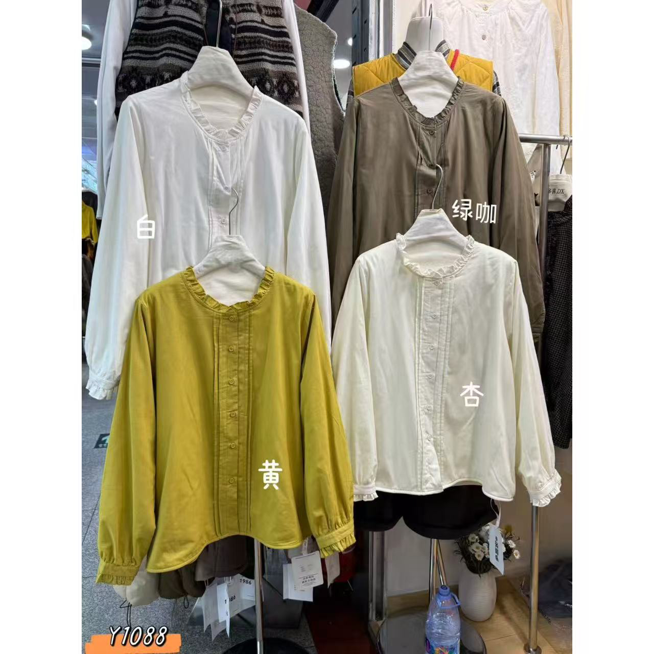 LDJ#1088#日系加绒棉麻花边衬衫