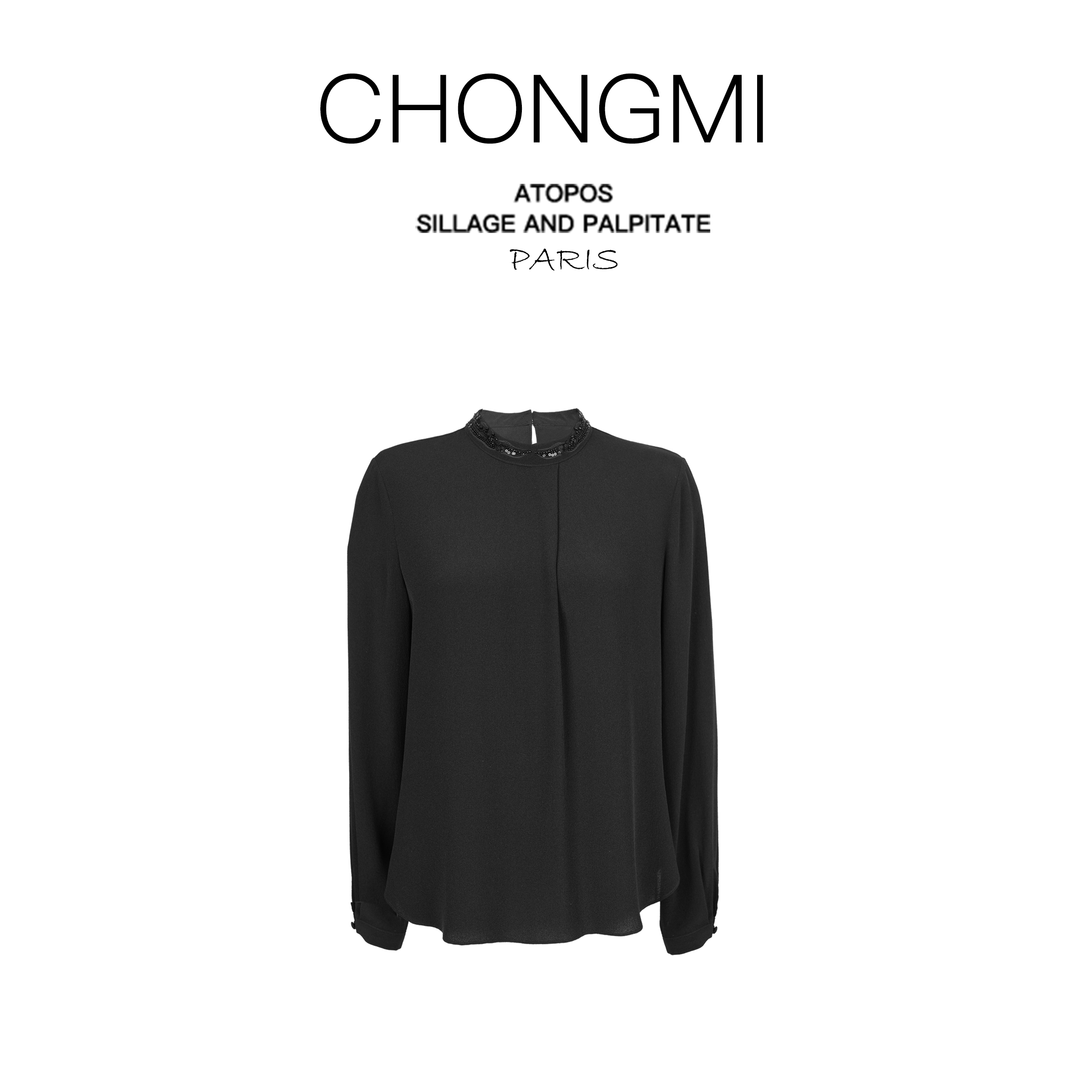 黑色23姆米重磅鬼绉桑蚕丝真丝衬衫女2025秋季上衣女 S250804698