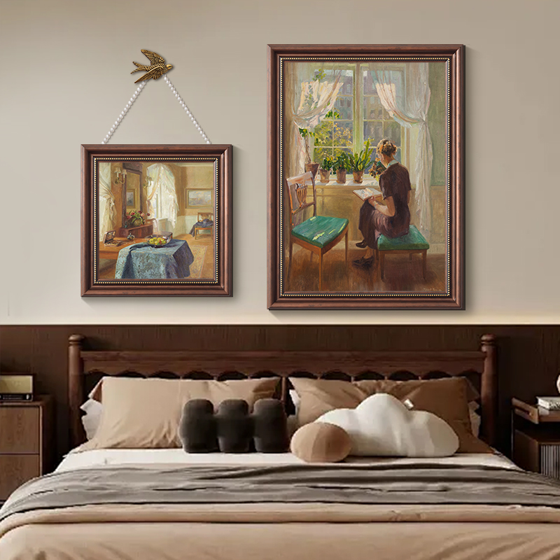《绮梦》美式卧室装饰画法式组合挂画中古风复古油画床头画餐厅壁画