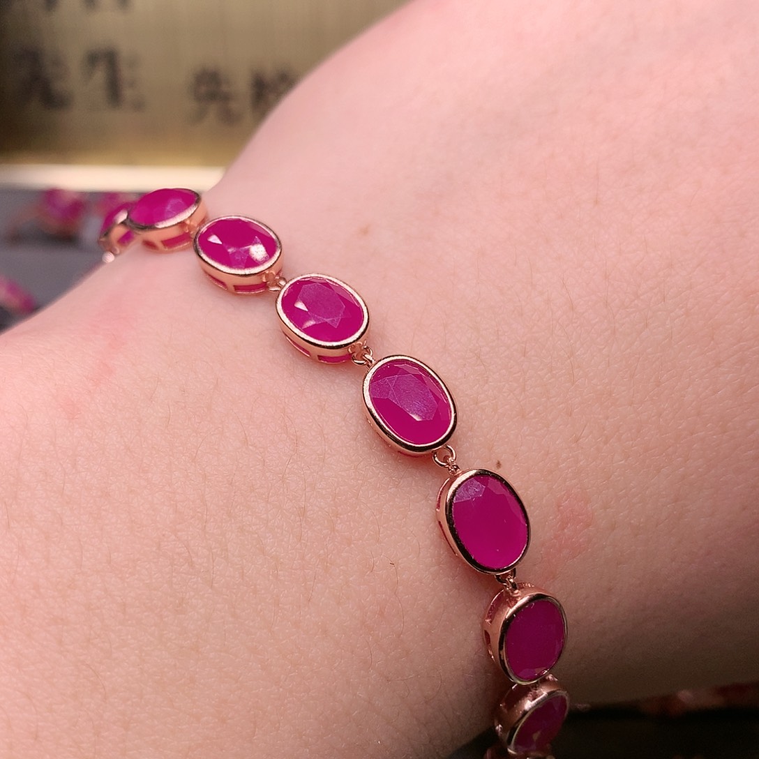 红宝石手链银S925镶嵌