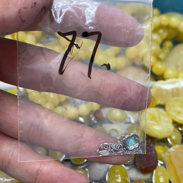 蜜蜡裸石银S925镶嵌手链